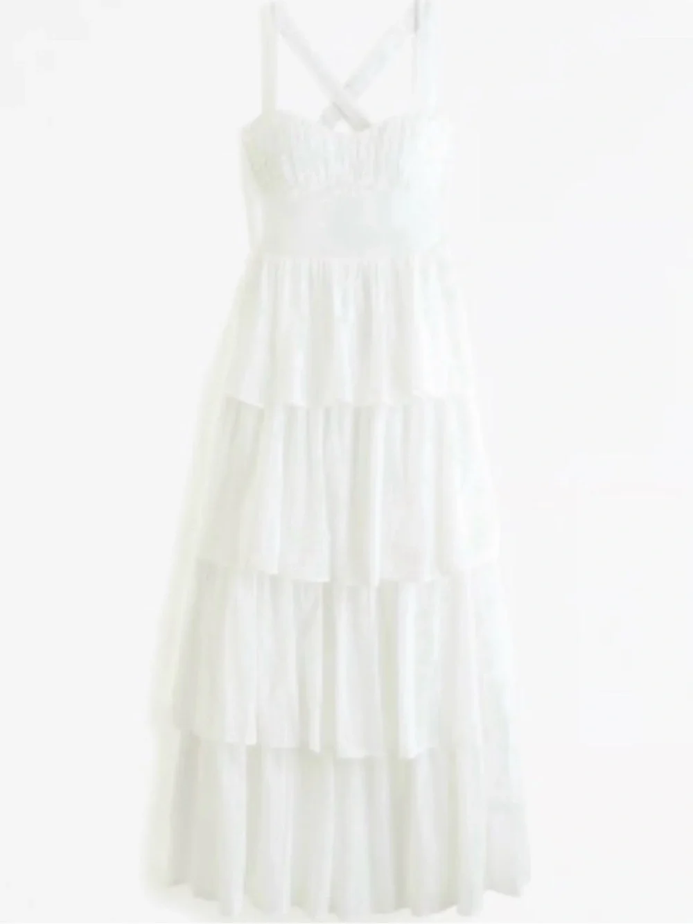 Abercrombie & Fitch White Tiered Maxi with Lace Up Back NWT